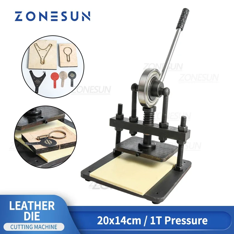 ZONESUN 20x14cm Double Wheel Hand Leather Die Cutting Machine Hand Press mold cutter leather Paper Die Pattern Die cut