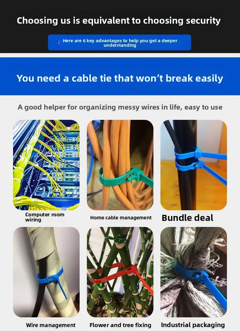 Live buckle cable tie Live ring buckle Reusable loose detachable buckle binding belt Removable cable tie
