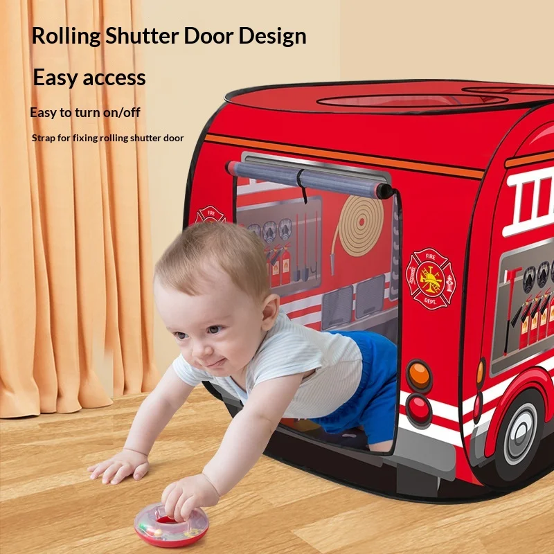 Kids Role-Play Bus Tent Automatic Pop-Up Sunroof Playhouse for Indoor Outdoor Imaginative Games Camping Toy Gift