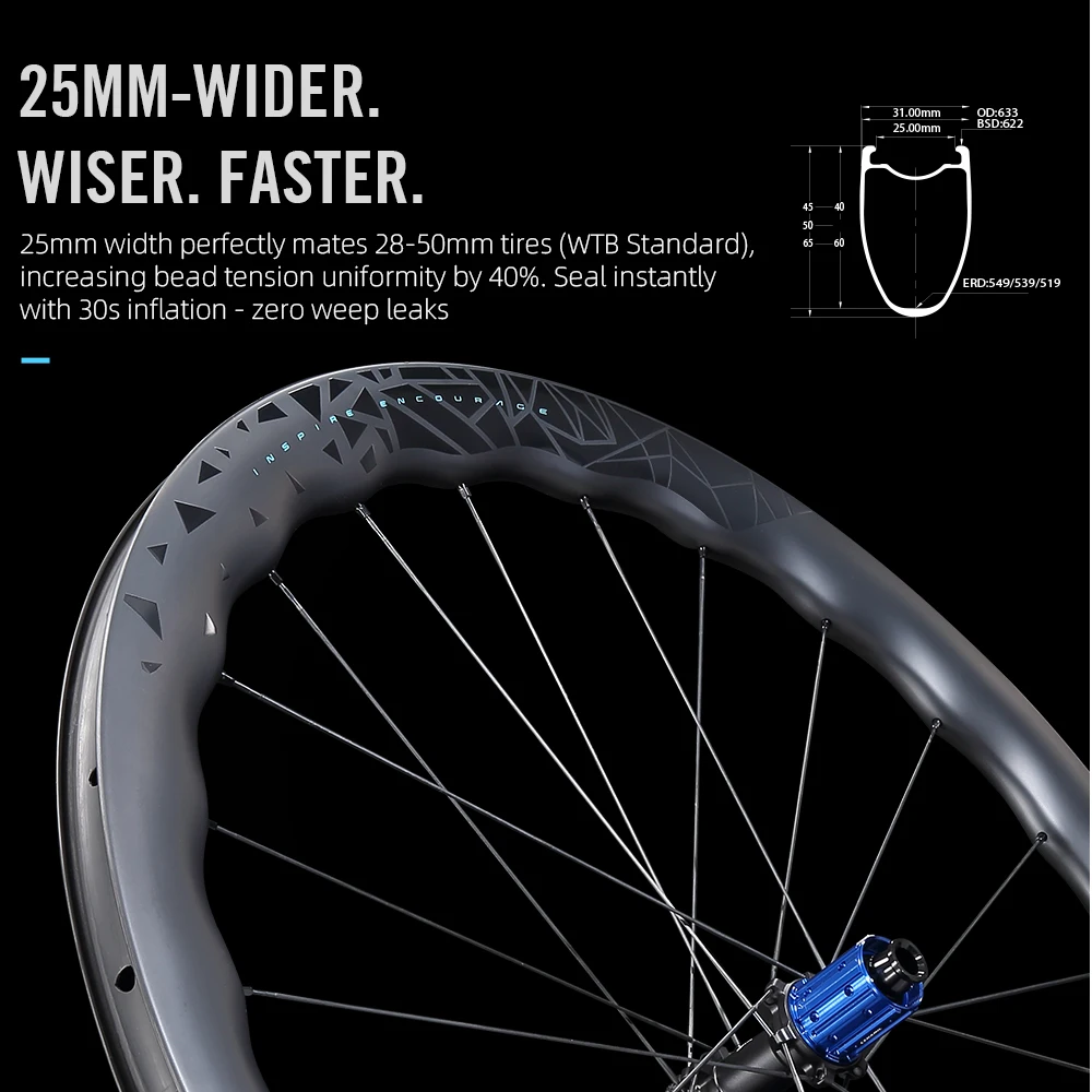 RYET 45mm Carbon Road Wheelset Disc Brake 700c
