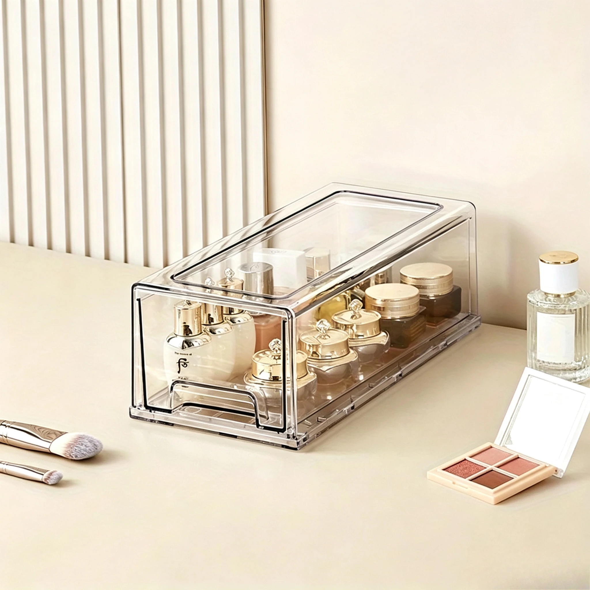 Transparent Desktop Storage Box Stackable Pull-out Thick Drawer Plastic Organizer Office Organizer, Customized