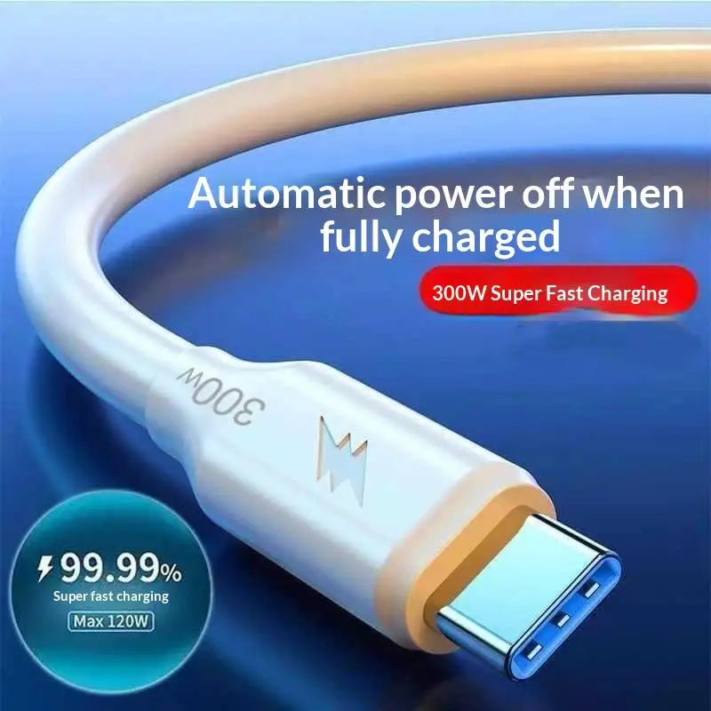 300W Type C / Micro USB Super Fast Charging Data Cable USB C Data Line Fast Charger For Most Mobile Phones Universal