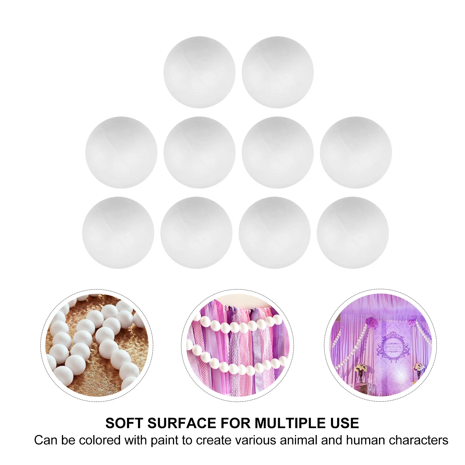 

10 Pcs Decorate Christmas Decoration Arts and Craft Polystyrene Balls Decorative Crafts