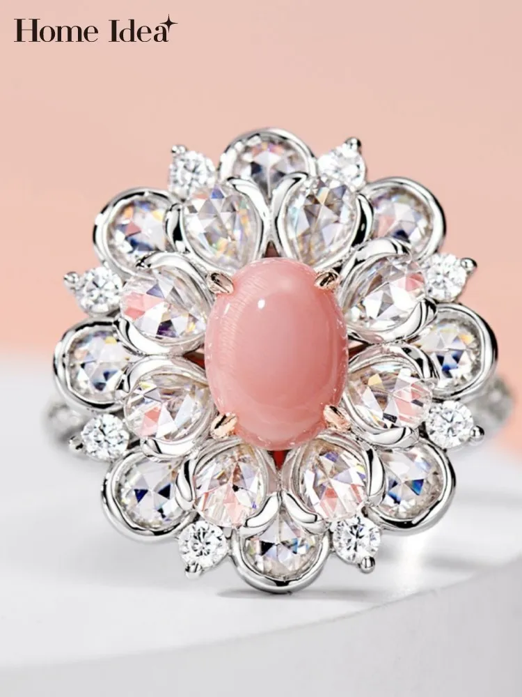 

Fine Jewelry 925 Sterling Silver Synthetic Diamond Luxury Ring Women Banquet Fashion Designer Elegant Flower Rings Female New