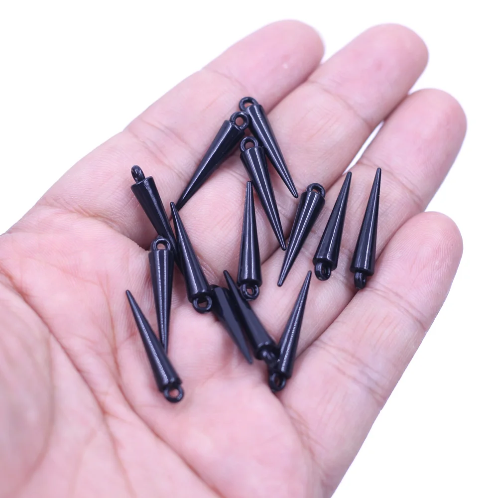 المعلقات السوداء مخروط الاكريليك سبايك المسيل للدموع برشام الشرير ترصيع للأقراط والمجوهرات Finding بها بنفسك العثور على السحر 23x4 مللي متر 50 قطعة/100 قطعة