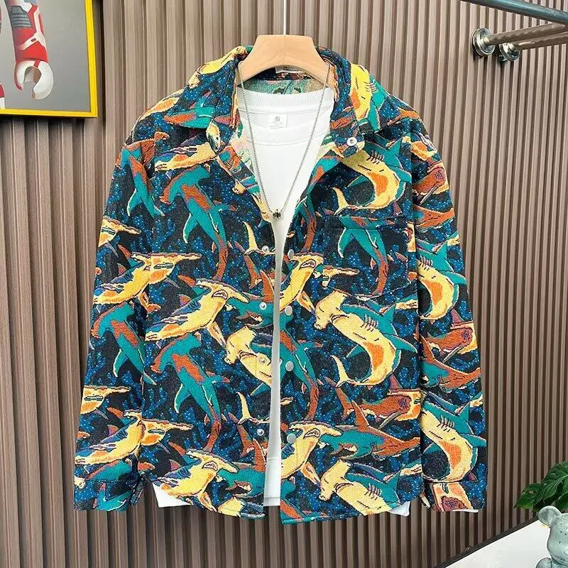 

Spring Autumn Mens lapel Print Jacket Men's Tops New in Jackets Fashion trend Designer Clothes Rarf Coats for Men