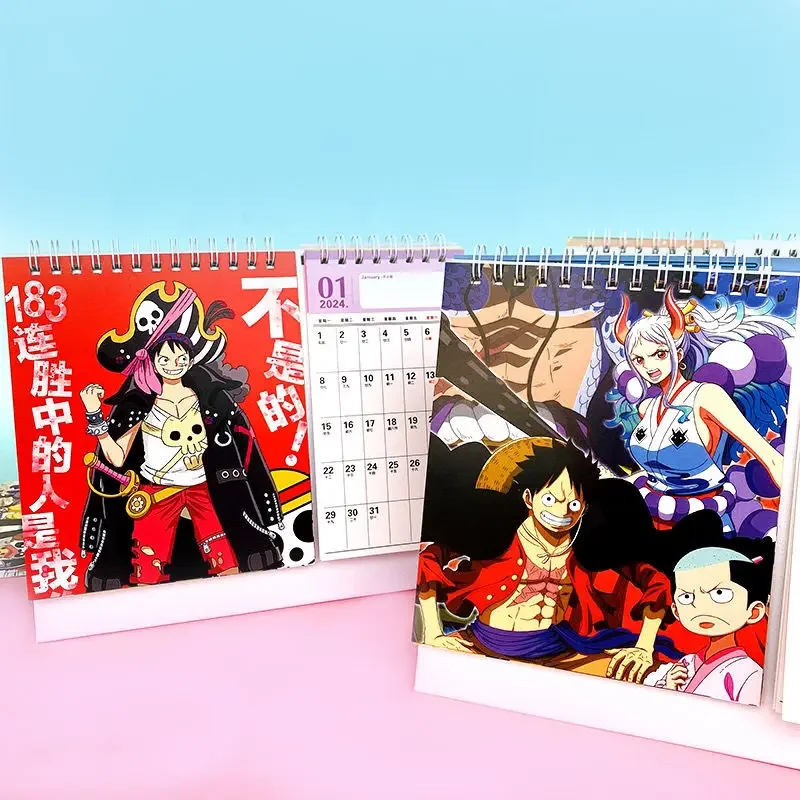 قطعة واحدة تايوان التقويم لوفي 2025-2026 تقويم مزدوج أنيمي الكرتون التقويم ملاحظات تحقق في مذكرة هدية