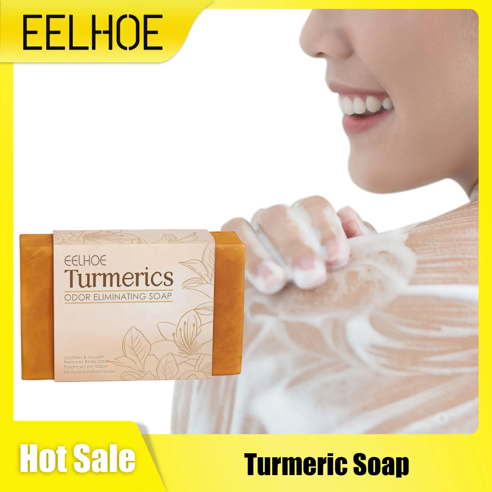 

Turmeric Soap Bar For Brightening Skin Smoothing Body Odor Removal Dull Skin Deep Cleansing Moisturizing Body Wash Organic Soap