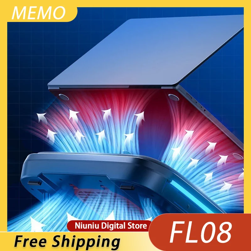 

MeMo FL08 Notebook Computer Base Compressed Air Radiator 360° Surround Large Turbine Persistent Heat Dissipation Rapid Cooling