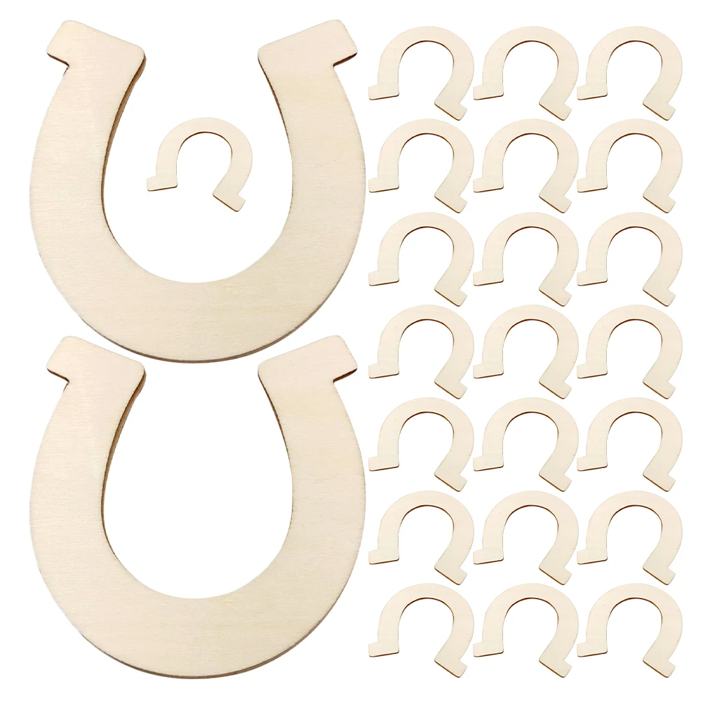 

24 pcs Unfinished Wood Horseshoe Cutouts DIY Green Wood Chips for Home Decor Holiday naments Craft Supplies Paintable Wooden