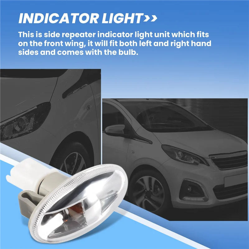 2Pcs Car Partner Side Steering Indicator Repeater Light For  108 107 407 206 6325G3 For Citreon C1 C2 C3 Picasso