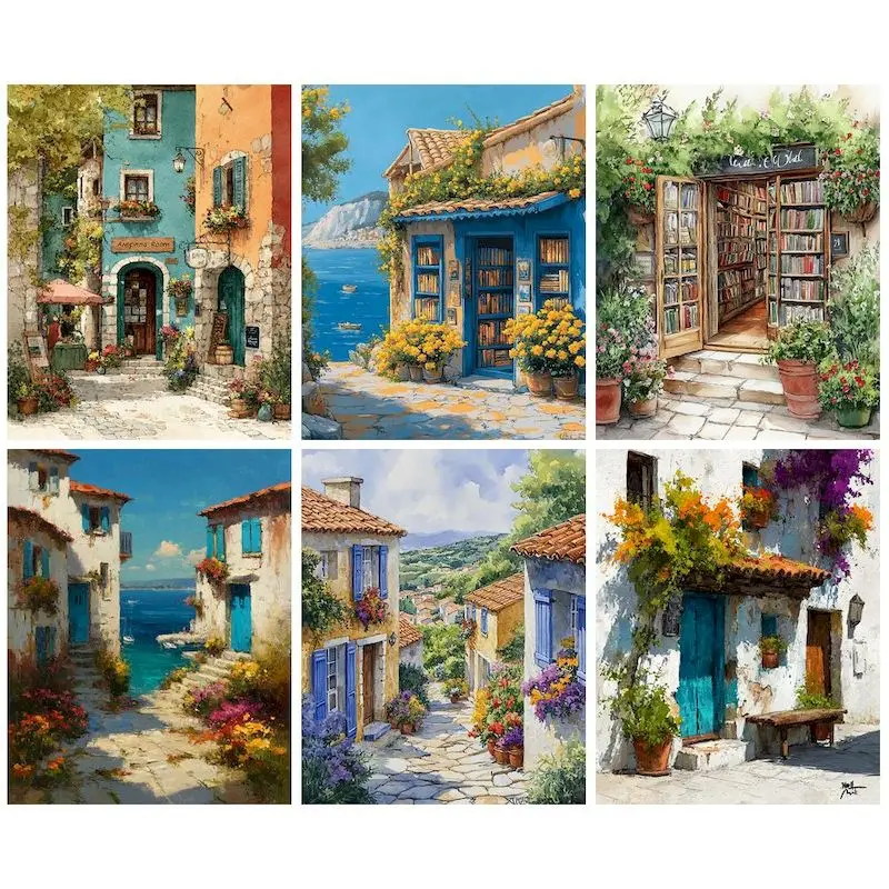 CHENISTORY DIY Coloring By Number Landscape Kits Handpainted Paintings Art Painting By Numbers Drawing On Canvas Gift Home Decor