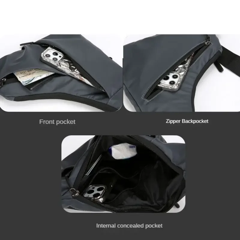 Bolso antirrobo de pecho ajustado para hombre, bandolera de hombro de gran capacidad, bolsa triangular, bolsa de pecho de viaje de película de cuero para hombre