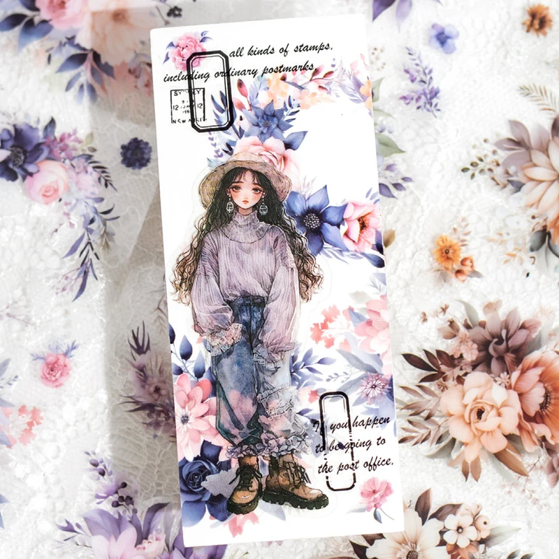 5 Books X200cm/Roll Waterproof PET Tape Sticker Youxiang Renran Series Rose Flower Picture Home Handbook Decoration