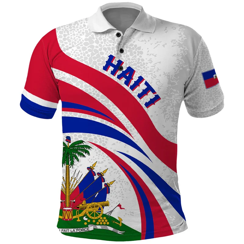 3D Printed Polo Shirts For Men Haiti Haiti Independence Anniversary Polo Shirt Polynesian Short Sleeve Tops Women Kid Clothes