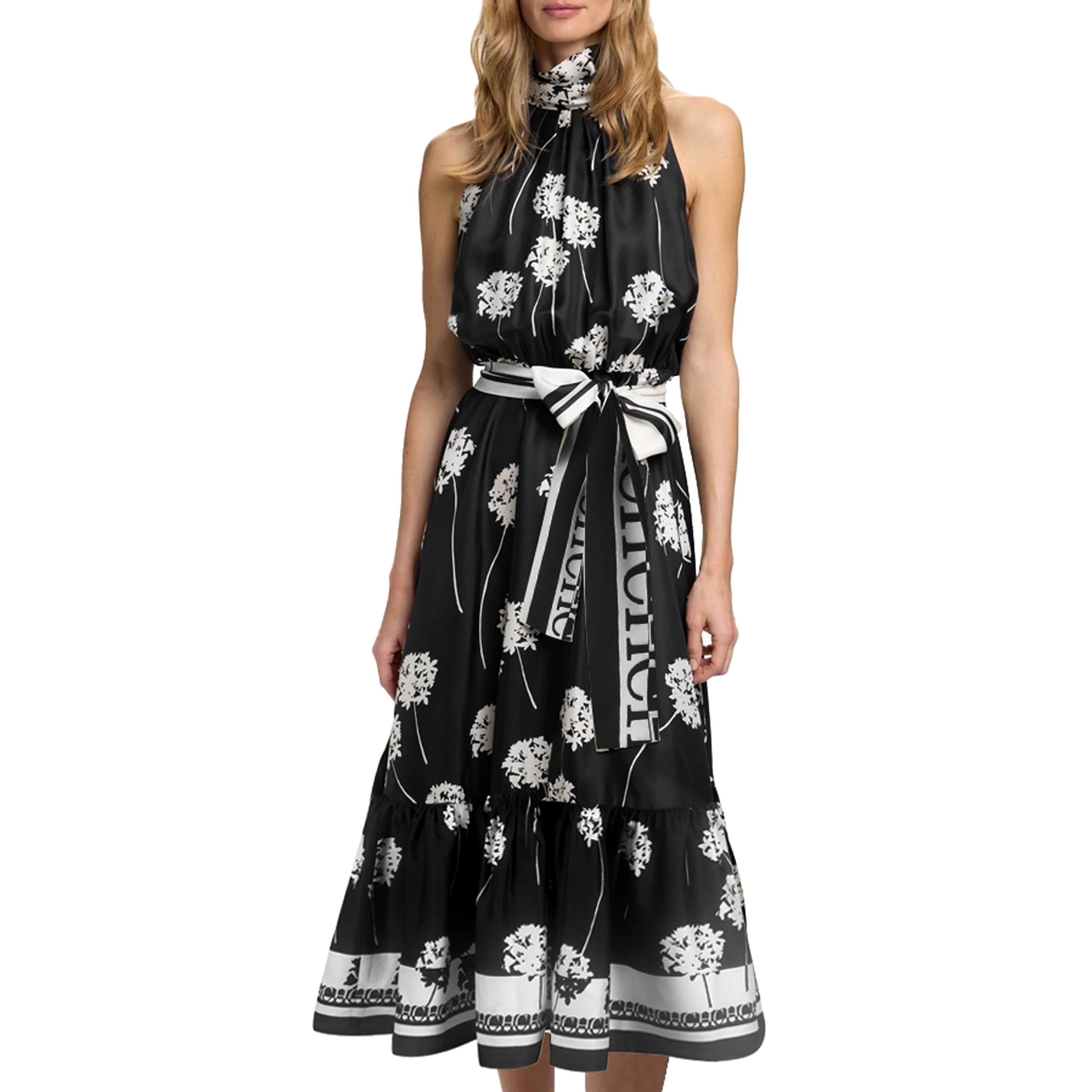 

CHCH New 2025 Women Fashion Sleeveless Tank Dress Summer Elegant Sundress Femmel Slim Waist Lace-Up Vintage Midi Dress