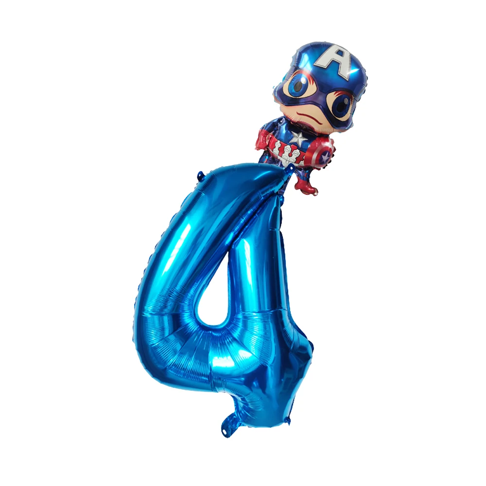 Mini ballons à chiffres de 32 pouces, 2 pièces, les Avengers, Spiderman, Hulk, 1, 2, 3, 4, 5, 6, 7, 8, super héros, décor de fête d\'anniversaire,