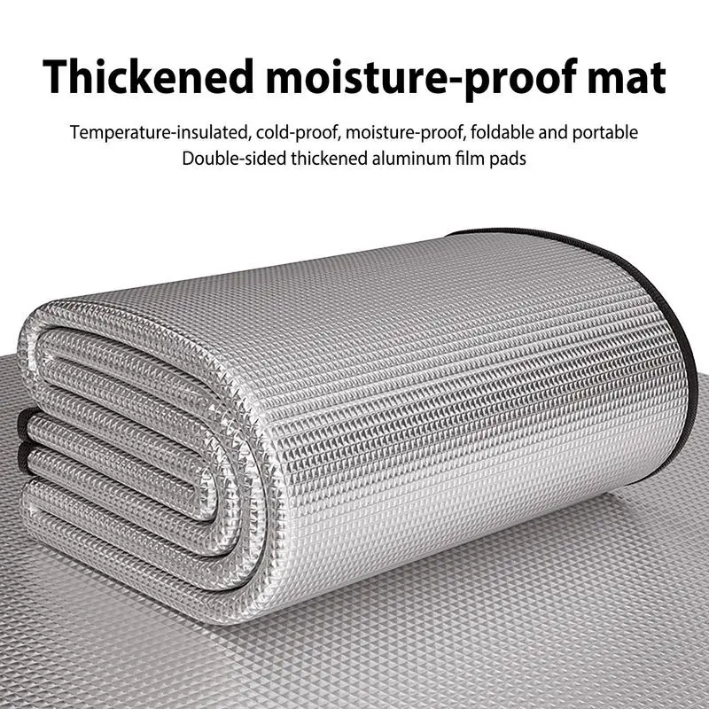 Camping Mat Foam Foil Blanket Aluminum Insulation Foam Foil Mat Sleeping Pad Thermal Outdoor Tent Footprint Reflecting Heat