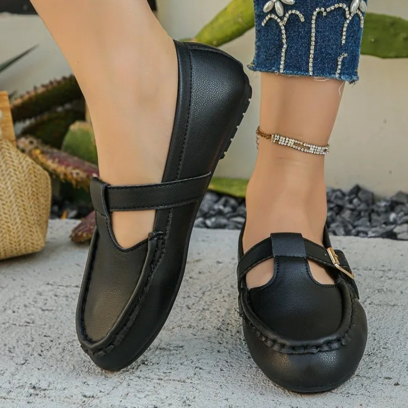 المرأة الجديدة بولي Leather جلد السيدات المتسكعون الرجعية لينة وحيد أمي الربيع الشقق أحذية امرأة موضة مكتب أحذية أنيقة ماري جين الأحذية