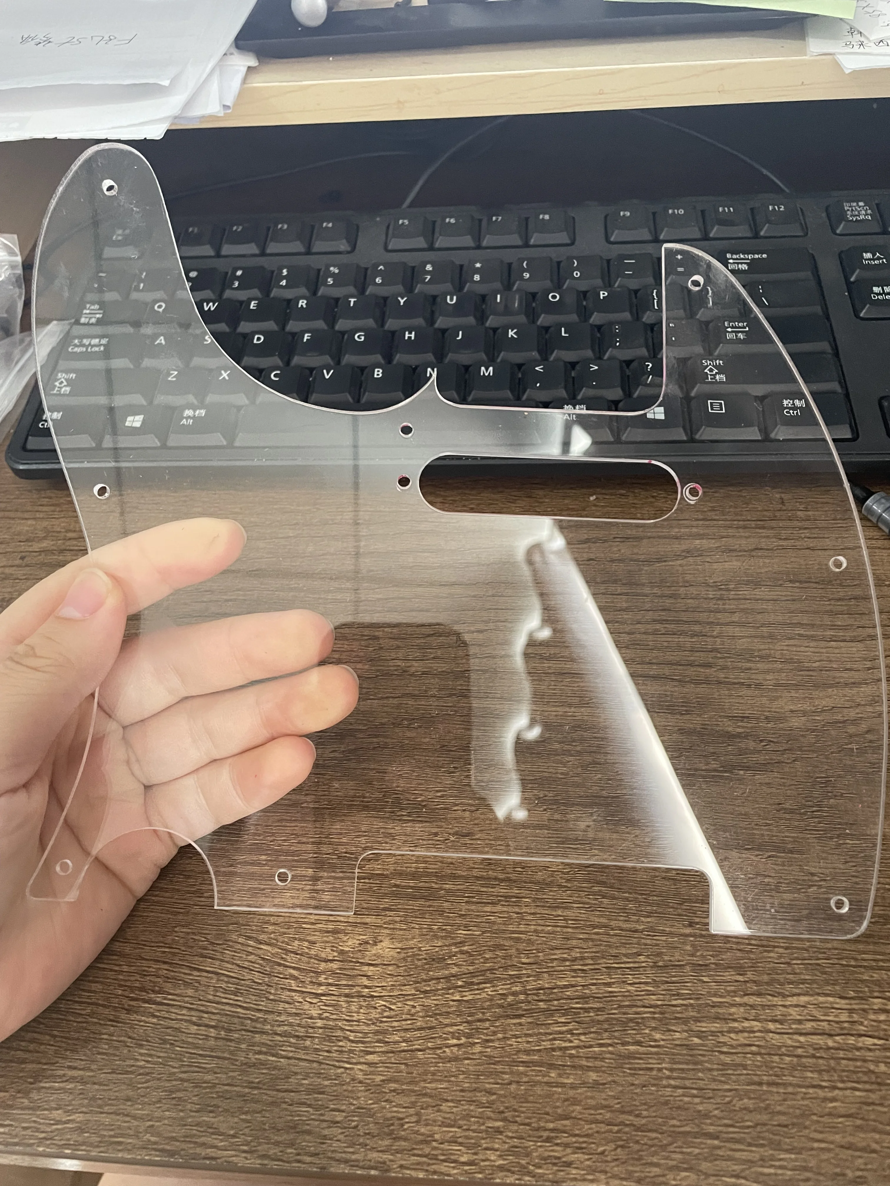 3 Ply 8 Holes Transparent Guitar Pickguard Scratch Plate for Electric Guitars with Protective Film Acrylic Musical Instrument