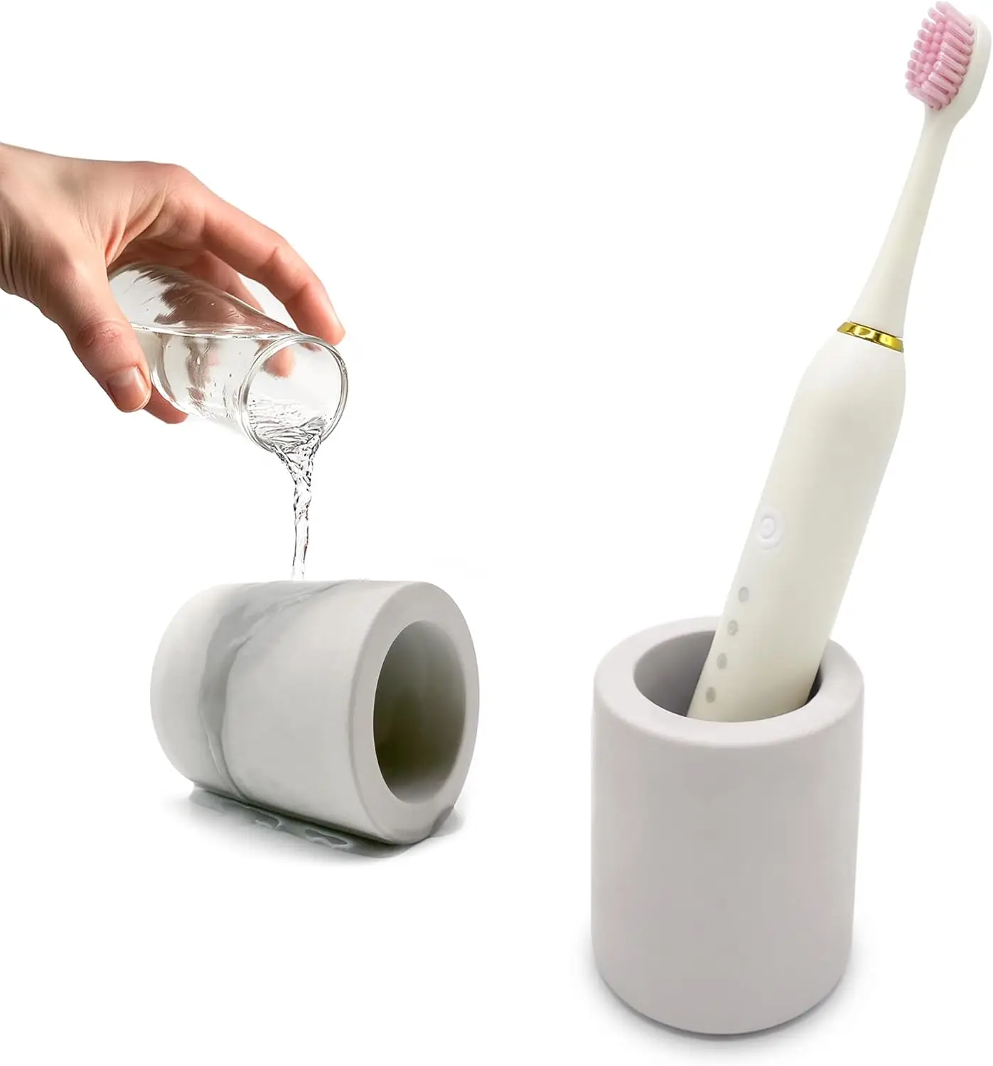 

Mini Toothbrush Holders for Bathrooms - Diatomite Quick-Dry Organizer, Compact Portable for Countertop, Shower & Travel