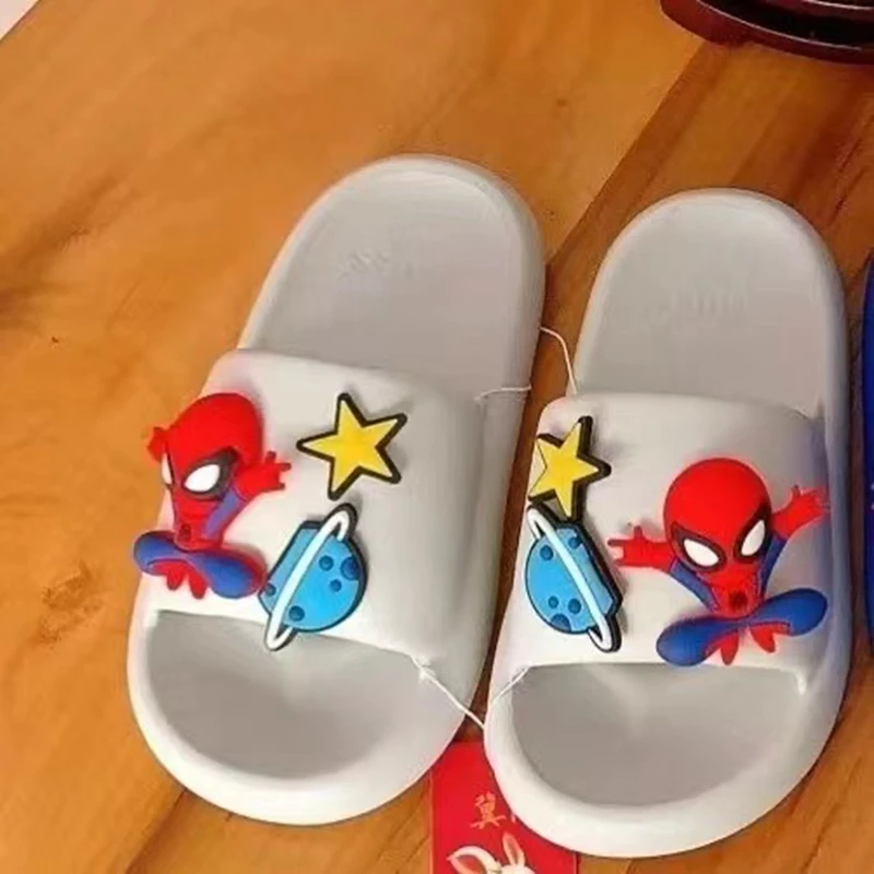 Summer Children Slippers Cartoon Spiderman Print Baby Boy Girl Kid Adult  Antiskid Soft House Indoor Beach Home Shoes 33-38