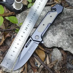 High Hardness Multifunctional Outdoor Folding Knife Blackened Steel G10 Handle Self-defense Pocket Knife Hunting and Fishing