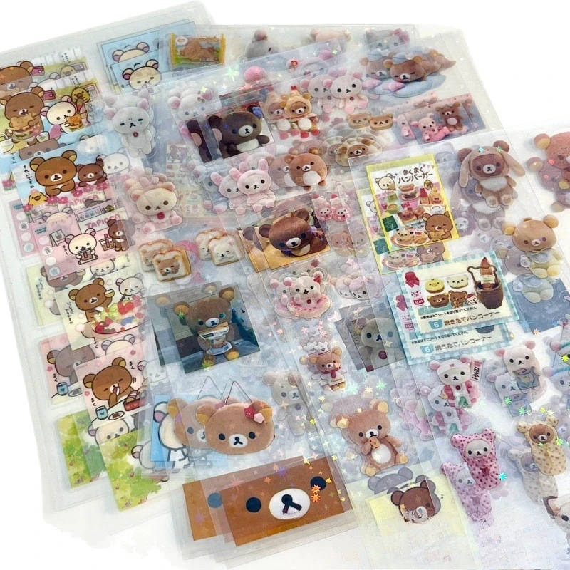 5 Stück Cartoon Niedliche Rilakkuma Aufkleber DIY Stanzform-Aufkleber Anime Handbuch-Material Glänzende Laser-Wasserfeste Aufkleber Kinderspielzeug – Detail 3