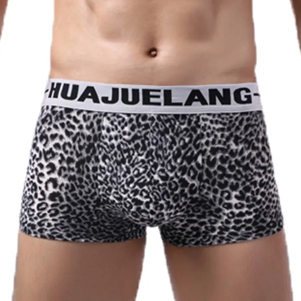 Men's Sexy Leopard Boxer Shorts Underwear Seamless Convex Pouch Underpant Elastic Boxershort Male Trunks Wild Style Panties