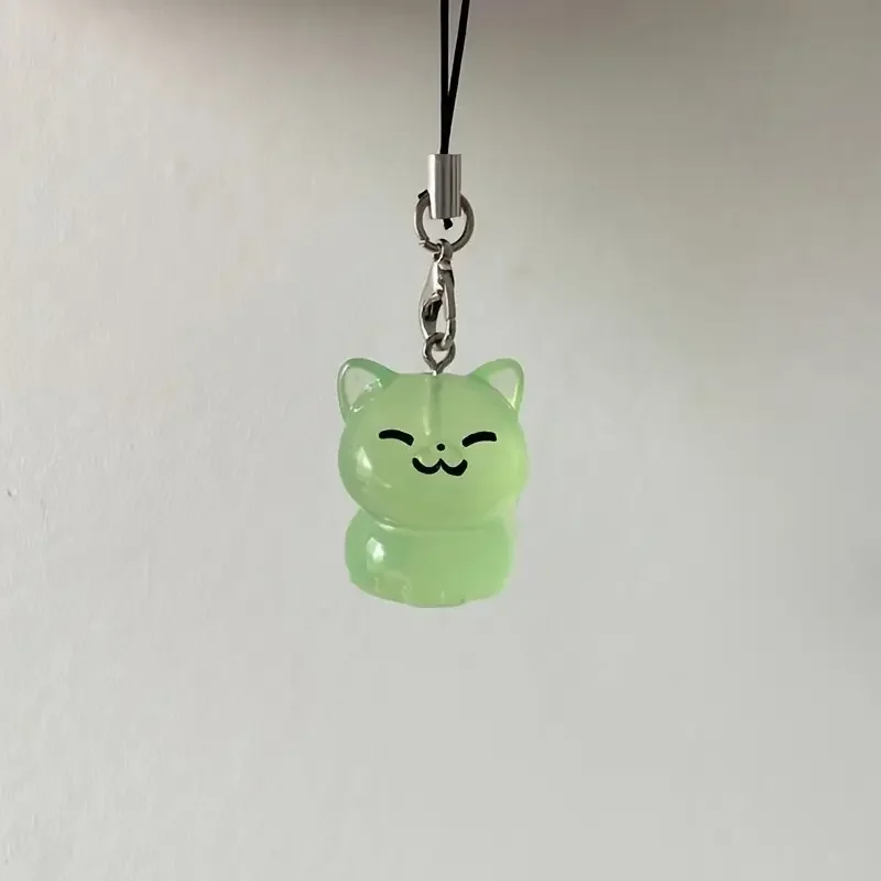 لطيف القط متوهجة الهاتف المحمول قلادة جالبة للحظ الراتنج سلسلة ل iP 16 CCD كاميرا البريدي حقيبة الملحقات في كوريا Kawaii أنيمي حالات