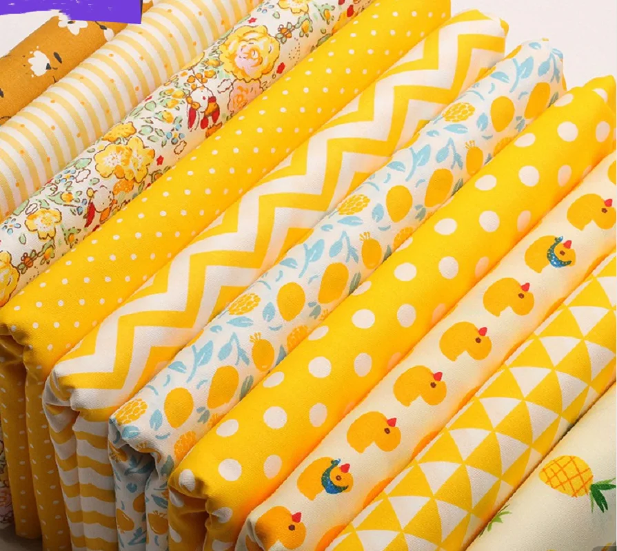 Yellow Patchwork Fabric 100% Cotton Material For Sewing quilting diy Cloth by Half Meter