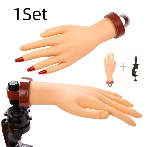 Imagen 2 del producto 1 Juego de arte de uñas, mano falsa, Flexible, suave, ajustable, plástico, práctica de dedo, modelo prótesis, herramienta de exhibición de entrenamiento de manicura