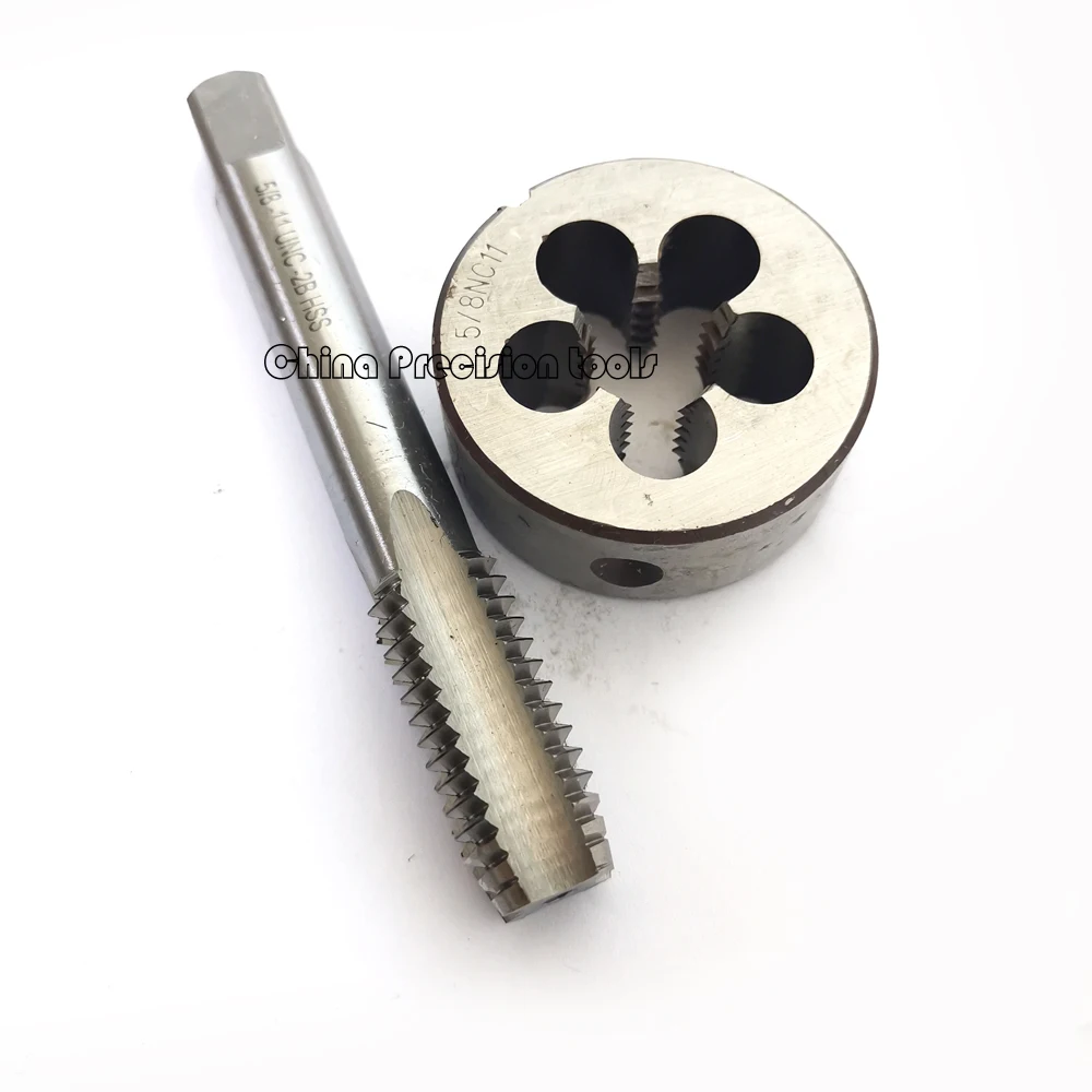 2pcs HSS left hand unified thread tap and die set UNC 1/4 5/16 3/8 7/16 Right straight flute taps Dies sets UNF 1/2 9/16 5/8 3/4