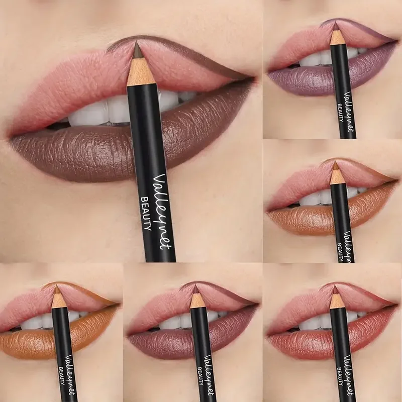 6 ชิ้น/เซ็ต Nude Lip Liner แต่งหน้าชุดกันน้ํา Matte Long Lasting Velvety Texture Lip Liner Lip Combpo เหมาะสําหรับ Daily Makeu