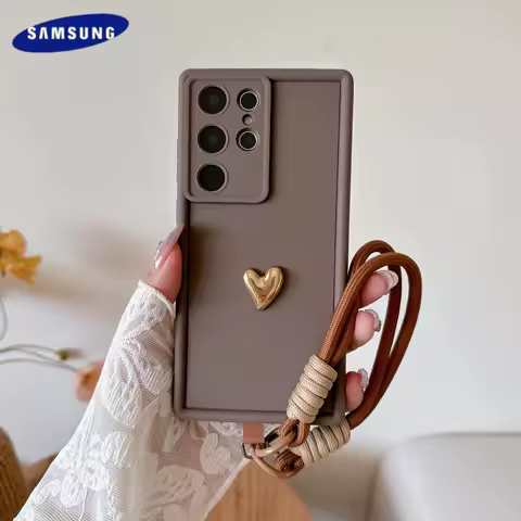 3D Gold Heart Silicone Soft Phone Case Samsung Galaxy S25 S24 FE S23 S22 S21 Ultra Plus Note 20 Ultra A53 A54 A55 A56 A73 Cover