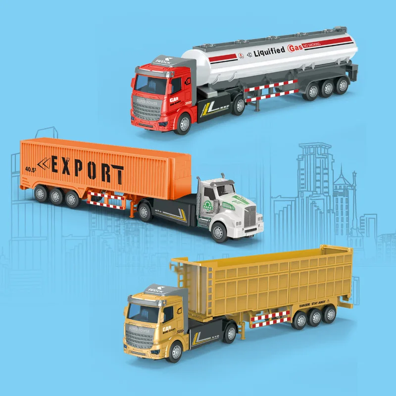 Engineering Vehicle Toys Pull-Back Alloy Locomotive Transport Truck Tank Truck Model Children\'s Toy Gift B187