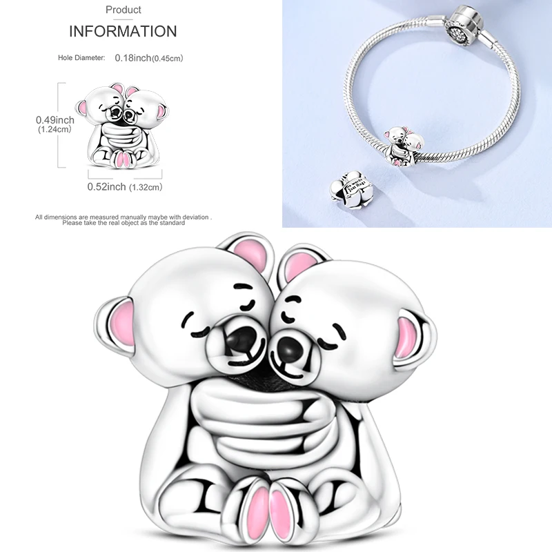 925 Sterling Silber Liebesherz-Charm-Perlen Paar Romantisch Passend für Original-Armband Valentinstag Jahrestag DIY Damenschmuck – Detail 37