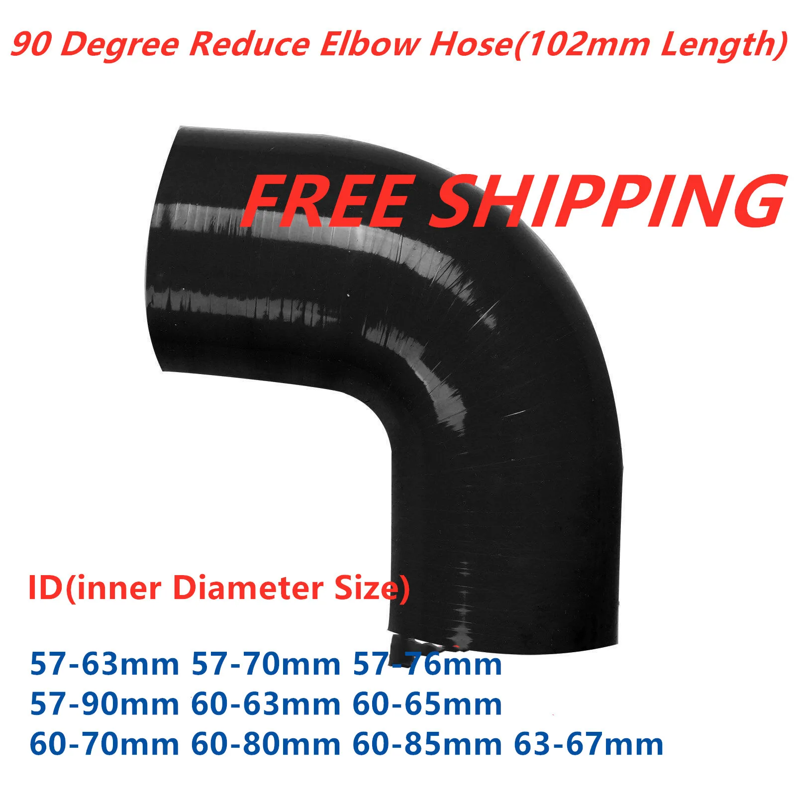 

3/4-ply For 90 Degree Reduce Elbow General Silicone Coolant Intercooler Pipe ID 57mm 60mm 63mm 65mm 70 76 80 85mm 90mm Tube Hose