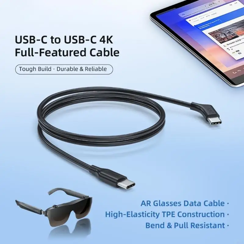 USB 3.2 Cable Fast Speed For AR Headsets Glasses 10Gbps Data Transfer PD65W Fast Charging 1m 2m