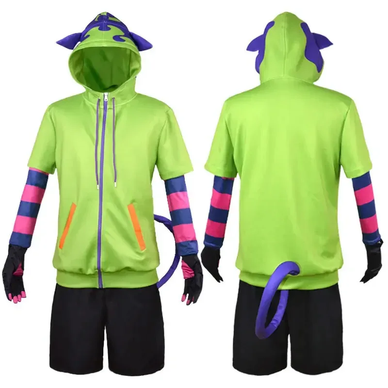 Anime SK8 The Infinity China Miya Cosplay Costumes Hooded Zipper Coat Tail Gloves Halloween Party Performance Clothing