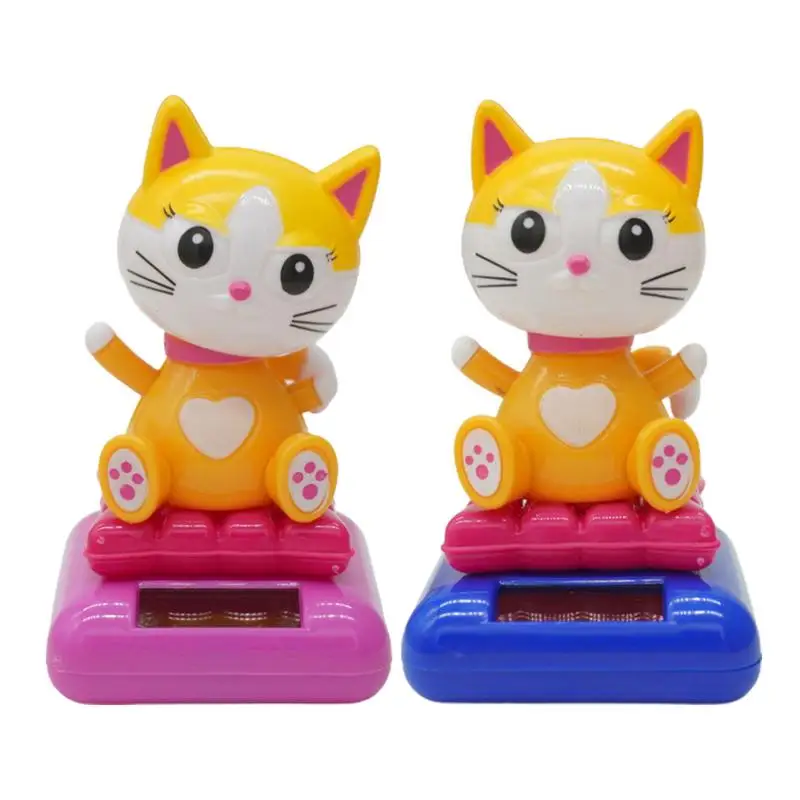 Cat Fortune Decor Ornaments Solar Powered Lucky Cat Toy Cute Cartoon Bobblehead Swinging Cat Car dashboard Ornament Accessories