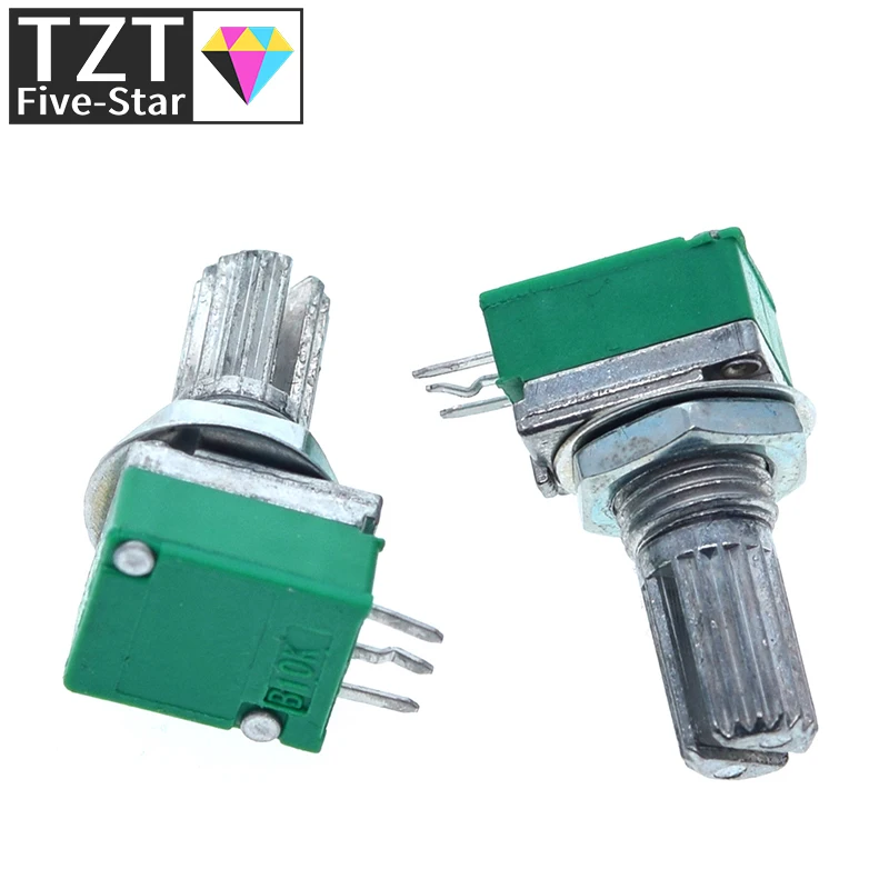 TZT  B5K B10K B20K B50K B100K B500K  Audio Amplifier Sealed Potentiometer 15mm Shaft 3pins RK097N