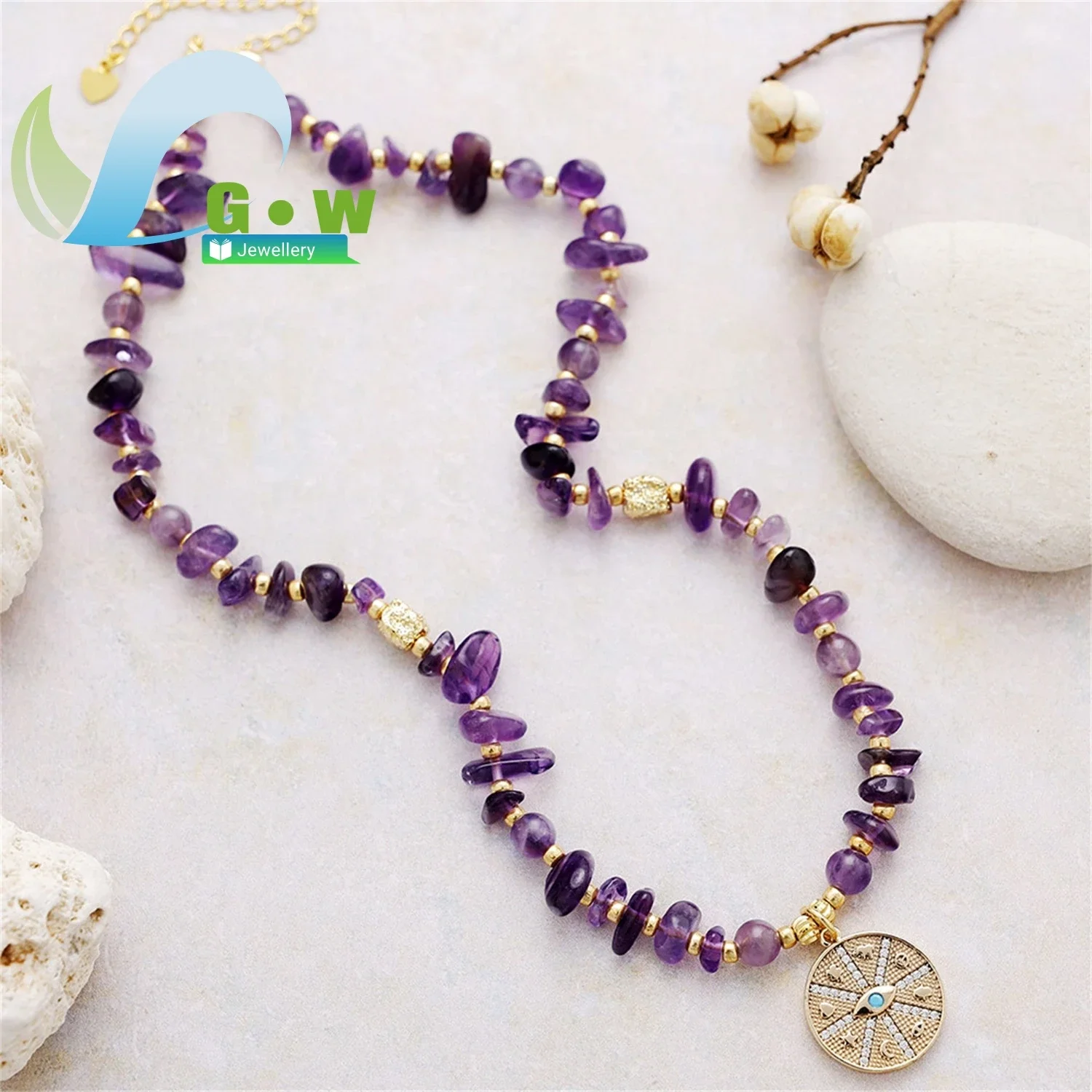 European American Style Fashion Light Luxury Choker Raw Crystal Stone Short Necklace Women Natural Gemstone Jewelry Holiday Gift