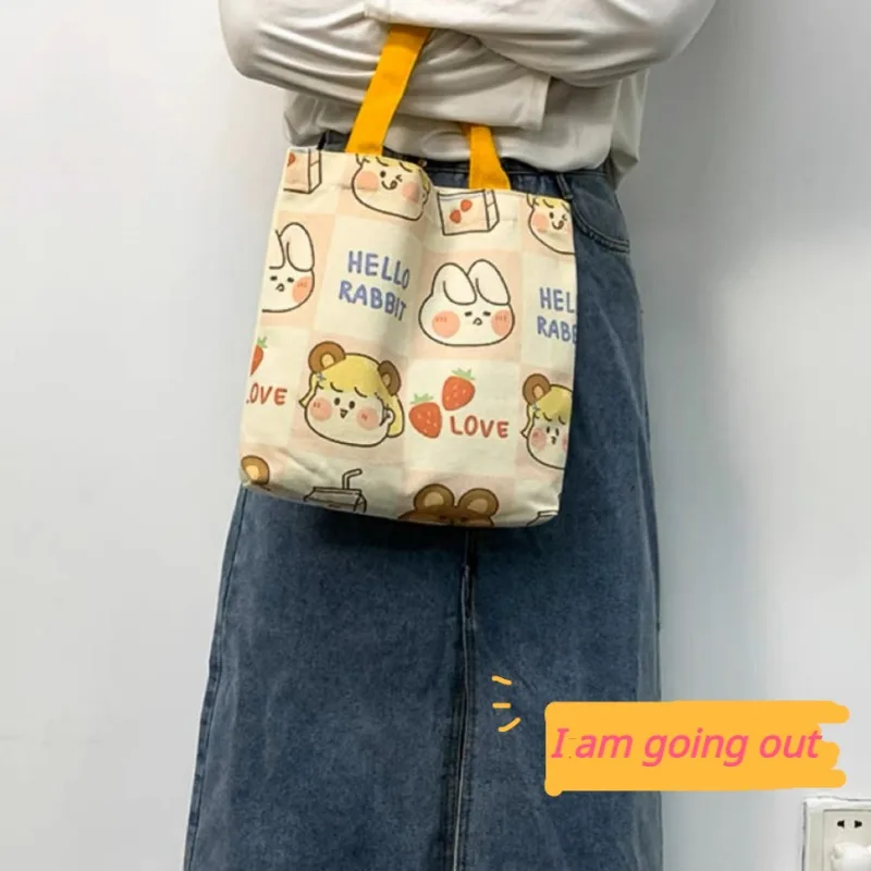 Cartoon Printing Canvas Tote Bag Waterproof Fashion Large Capacity One-shoulder Bag Harajuku Women Students Underarm Handbag