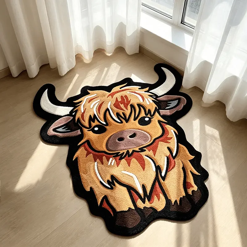Cute Cartoon Yak Shaped Irregular Rug Fun Creative Home Decor for Living Room Carpet Bedside Bedroom Soft Comfortable Floor Mat