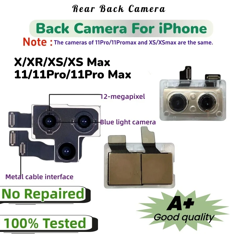 Rear Camera For iPhone 11&11Pro&11 Pro Max Back Camera Rear Main Lens Flex Cable Camera For iphone X XR XS MAX Tested