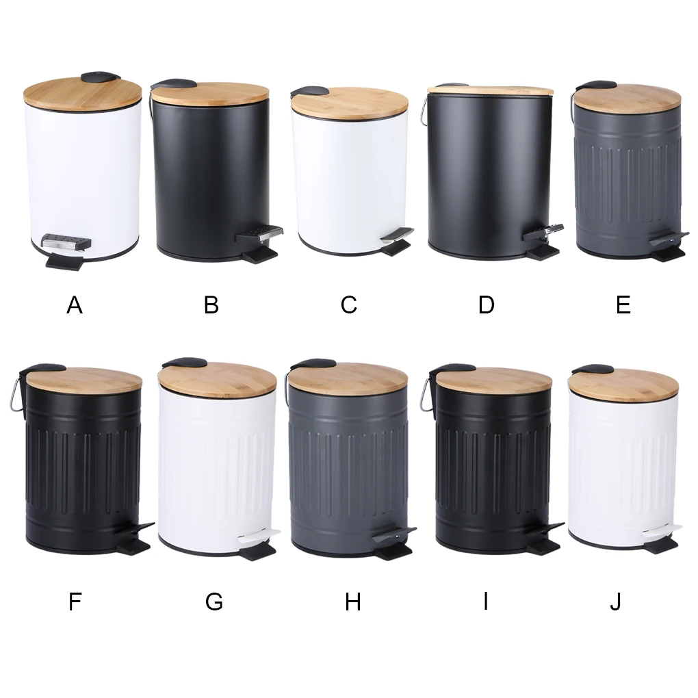 5L Trash Can Garbage Bin Step Handle Design Rubbish Bucket Multifunctional Waste Container For Bathroom Living Room Dustbin