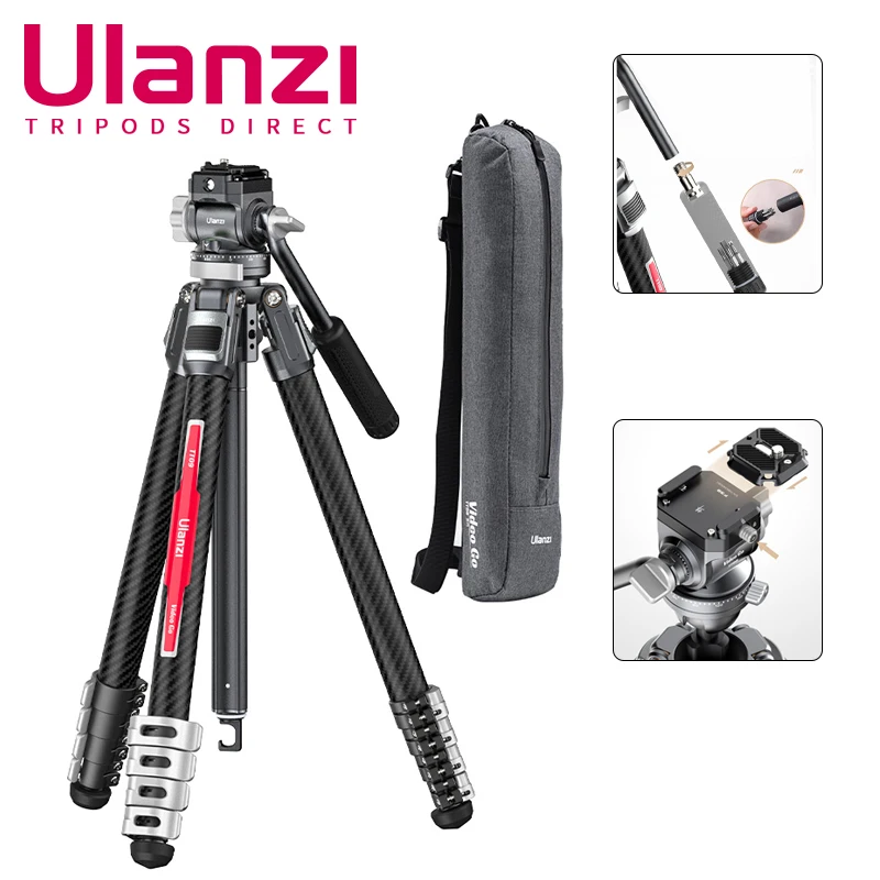 Ulanzi TT09 Video-go Professional Carbon Fiber Tripod F38 Quick Release System For DSLR Canon Sony Camera Photography Bracket