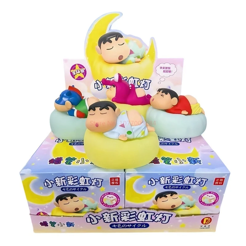 Crayon Shin Chan-caja ciega con luz nocturna de arcoíris para niños, juguete para dormitorio, cabeza de cama, luz para dormir, regalo de Navidad para novio