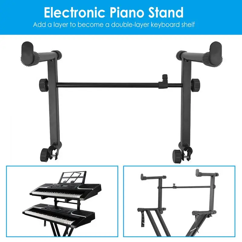 Suporte de piano eletrônico ajustável suporte de teclado piano dobrável design suporte para sintetizador de teclado de música suporte de segundo nível